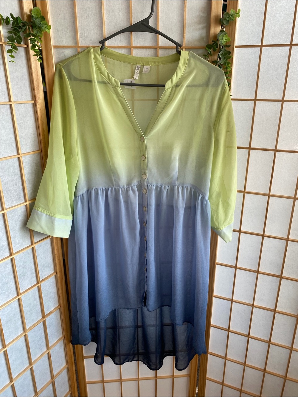 Cato Lime Green to Blue Ombre Tunic